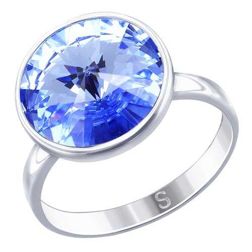 Кольцо женское SOKOLOV из серебра с синим кристаллом Swarovski 94012606 р.20 в Страдивариус