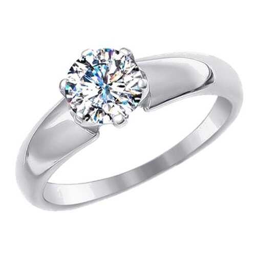 Помолвочное кольцо женское SOKOLOV из белого золота со Swarovski Zirconia 81010237 р.19 в Страдивариус