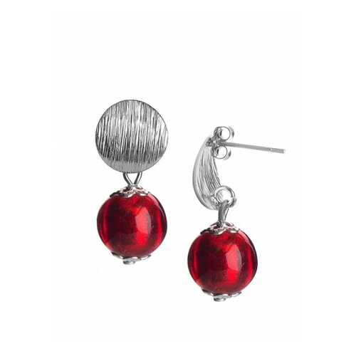 Серьги Perla Metallo Silver Rotondo 09030615 красные в Страдивариус