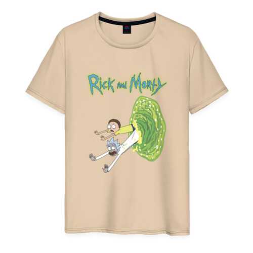 Футболка мужская ВсеМайки Rick and Morty portal бежевая 4XL в Страдивариус